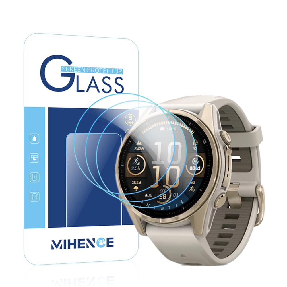 Screen Protector Compatible for Garmin Fenix 8 43 mm AMOLED Smartwatch, 9H Tempered Glass Protective Film (3 PCS)