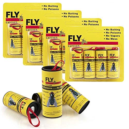 Kenneth Wagner Sticky Fly Trap, Fly Ribbons, Fly Paper Strips, Indoor/Outdoor Fly Catcher Trap, Fly Paper Strips, Fly Bait [16Pack ][Yellow]