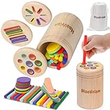HaoVrisn Montessori Spielzeug ab 1 Jahr, 3-in-1 Montessori Spielzeug ab 2 1 3 Jahre, Spielzeug Holz Montessori 1 2 3 Jahre, Baby Motorikspielzeug ab 1 2 Jahr Kleinkind Spielzeug Sensorik Spielzeug