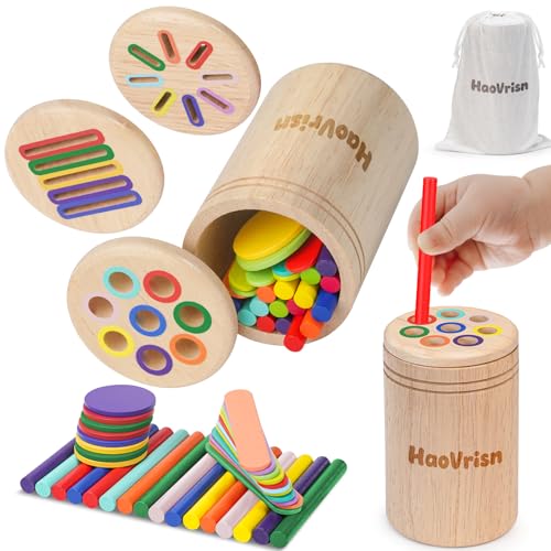HaoVrisn Juguetes Niños 1 2 3 Años, Juguetes Montessori 1 3 Años, Juguetes Educativos de Apilar y Encajar 1 2 3 Años, Juguete Montessori de Madera para Clasificar Formas y Colores