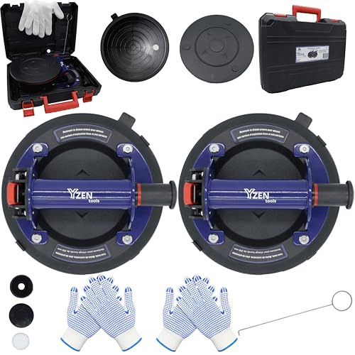 Ventouse carrelage x2-460 KG Poignée métallique anti-dérapante - Ventouse professionnelle puissante pouvant supporter 460 KG avec gants et valve de...