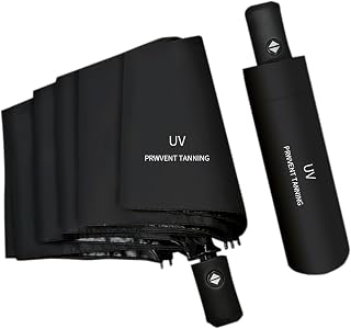 YIKANGHENG 방수 및 햇빛 가리개 자동 우산, 95.9cm x 57.8cm(37.8인치 x 22.8인치) 8개의 립 블루 방풍 접이식 우산 야외 및 여행용 (블랙)