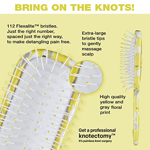 The Knot Dr. For Conair Mini Hair Brush, Wet And Dry Detangler With Clear Storage Case, Removes Knots And Tangles, For All Hair Types, Yellow Floral (Pack Of 2) #TOP1