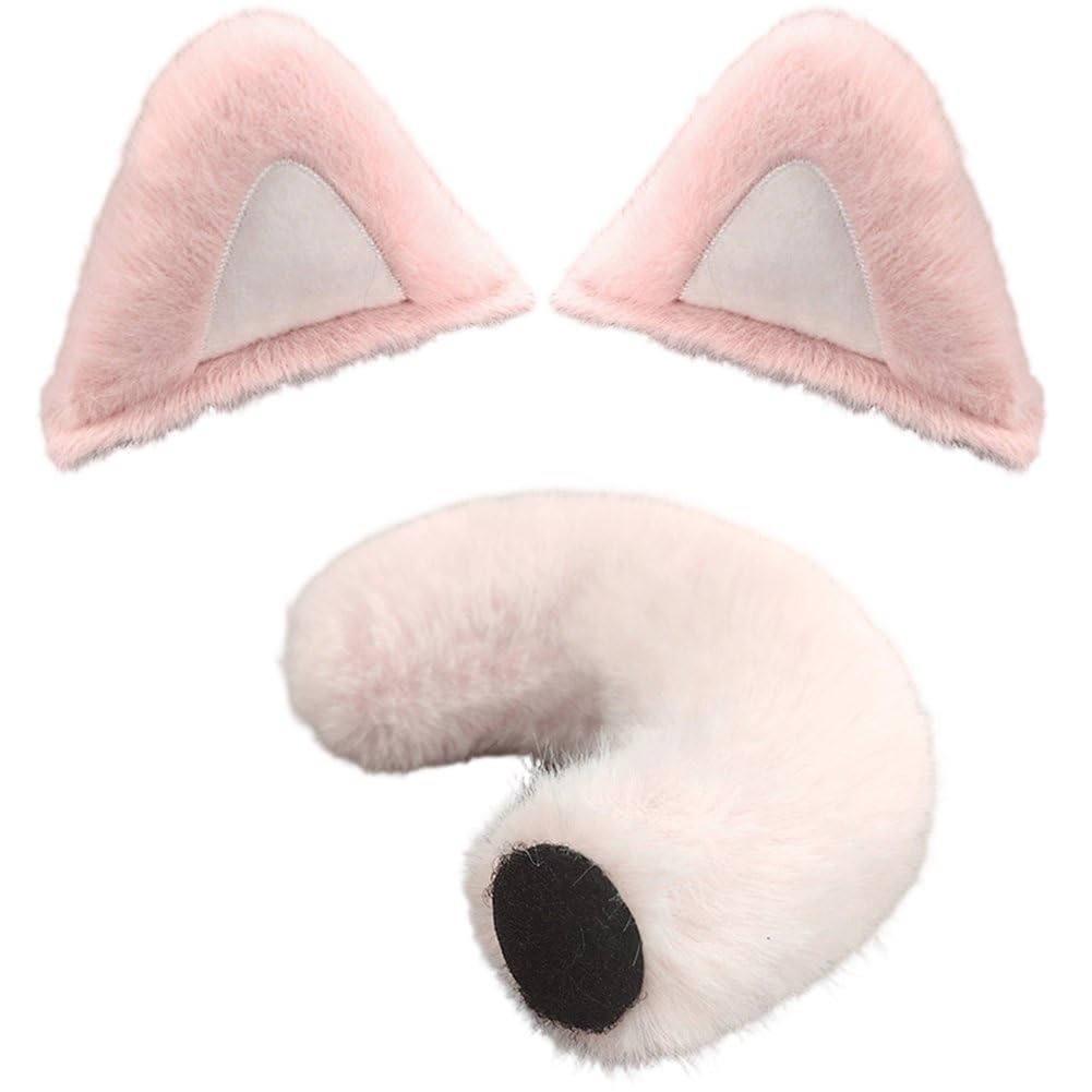 Fituenly Diy Cat Ear Helmet Decorations, Plush Cat Ears & Tail Stickers for Motorcycle Helmets, Cute Cosplay Accessories