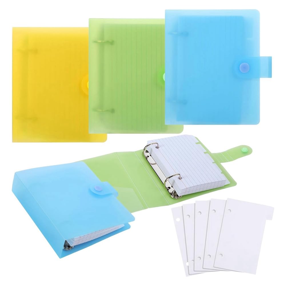 Arivend 3 Pack 3x5 Index Card Holder with Dividers, 60 Sheets Each, 3 Color Index Card Organizer Binder Notebook - Image 2