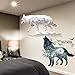 Pegatina de pared con diseño de lobo horrifico pájaros de vinilo, decoración mural para sala de estar, dormitorio de niños, guardería, decoración del hogar