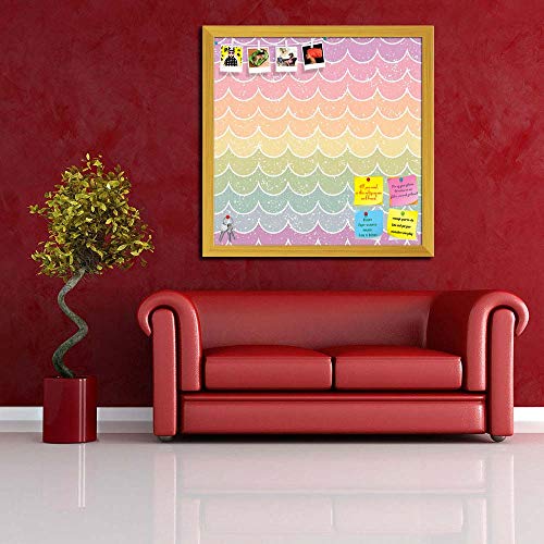 Image of ArtzFolio Wavey | Bulletin Board Notice Pin Board | Vision Soft Board Combo with Thumb Push Pins & Sticky Notes | Golden Frame | 20 x 20 inch (51 x 51 cms)