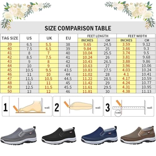 Orthowalkway Mens Shoes, Men's Comfortable Breathable Arch Support Slip-on Canvas Loafers, Outdoor Casual Non Slip Orthopedic Sneakers Flats Boat Shoes2