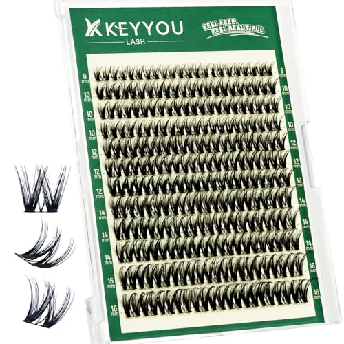 KEYYOU Lashes Clusters Flora Natural Lash Clusters 8-16MIX Strip Lashes Eyelashes Natural Look Eyelashes Wispy Easy to Apply at Home(F01,D-8-16MIX)