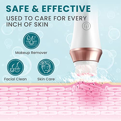 Rechargeable Waterproof Facial Cleansing Brush for Women with Oily, Dry, Mixed and Normal Skin | Exfoliating Spin Face Brush Cleanser Scrubber Cleaning Wash Scrub Exfoliator Cleanser with 7 Brushes - Thumbnail 4