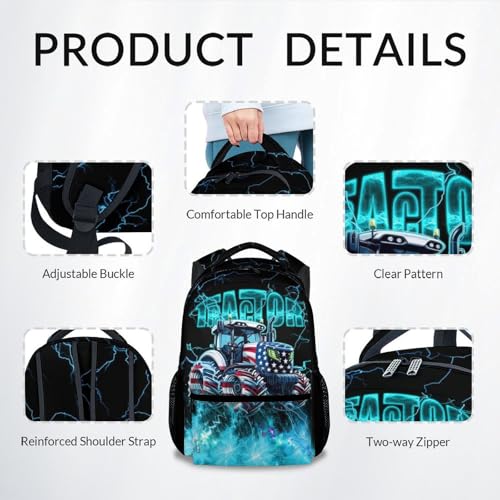 Backpack for Boys, Tractor Backpack for Kids Ages 6-8, Back to School Gifts, 17 Inch Large Capacity Preschool Bookbag4