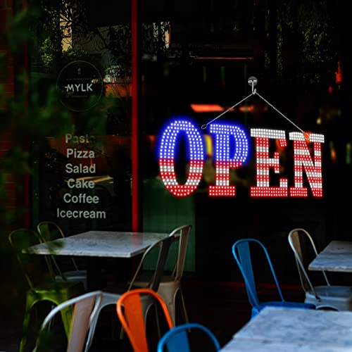 Usa Flag 40"X14" Extra Large Led Open Signs For Business, Unique Design Super Bright Open Sign With Hanging Installation, High Visibility Open Sign For Stores Bar Hotel Retail Shops Window Salon Restaurant Office #TOP6