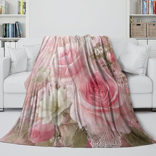 Jeté de canapé microfibre luxe imprimé floral plaid romantique grand confort - 6