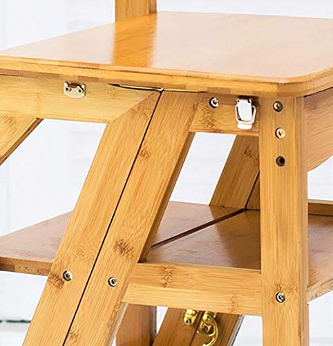 Escalera plegable de madera multifunctional CHEWYNP y taburete para cocina 7