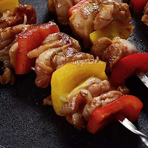 HeyWin Kebab Skewers,8 Pcs 14 inch Flat and Thicker Skewers Stainless Steel,with A Metal Tube,for Family BBQ
