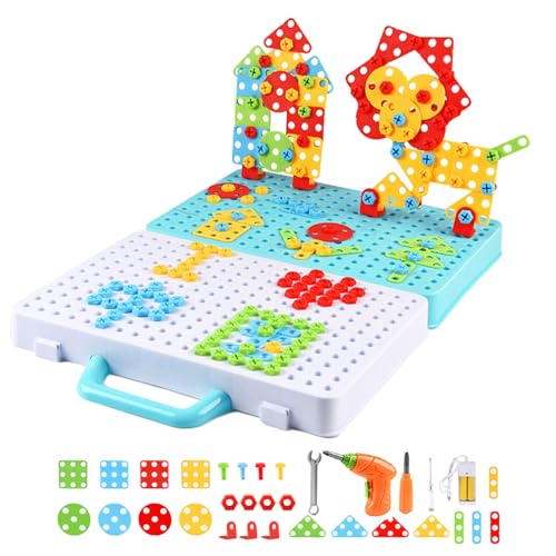 おもちゃのデザインとドリル | モザイク電気パズルおもちゃセット ビルディングブロック - ステムおもちゃ 教育ギフト 子供用ドリルセット クリエイティブな楽しみ 子供 キッズ 男の子 対象年齢 3～8歳 Yoryu