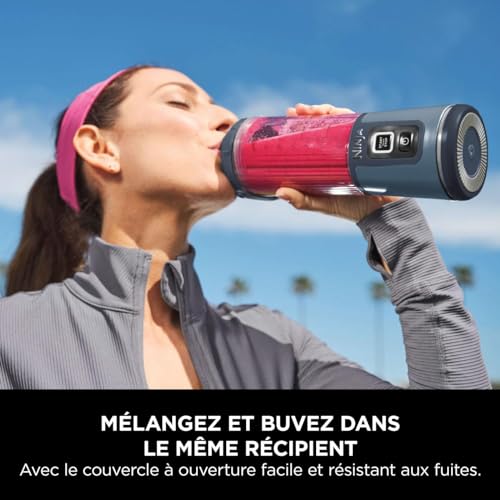 Ninja Blast BC151UKNV - Frullatore portatile, 530 ml, coperchio a tenuta stagna e beccuccio, potente mini frullatore senza fili, ricaricabile, portatile, frullati proteici, miscela ghiaccio e frutta - 6