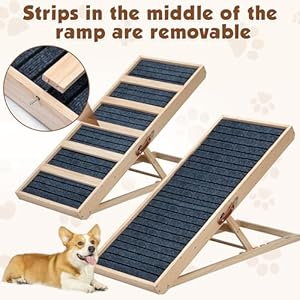 Folding Dog Ramp for Bed,Adjustable Dog Ramp of 4 Height from 16" to 24" with Anti-Slip Strips,Wooden Portable Pet Ramp for Car,Couch,Truck SUV,132lbs Capacity Folding Dog Ramp for BedAdjustable Dog Ramp of 4 Height from 16 to 24 with Anti Slip StripsWooden Portable Pet Ramp for CarCouchTruck SUV132lbs Capacity