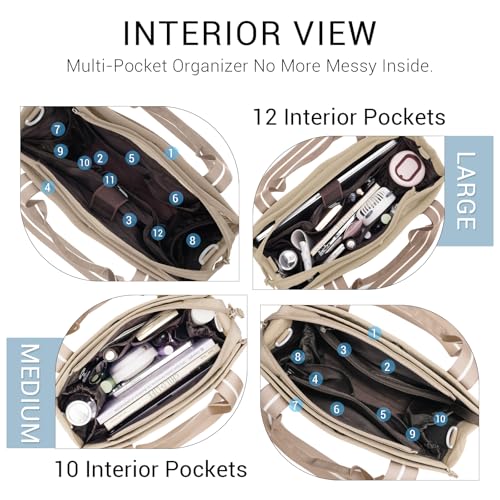 Image of ACUARIO Tote Bag for Women, Work Tote Handbag with Pockets, Shoulder Bag for Office Business Travel Daily Commute