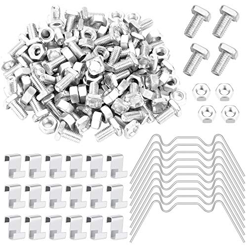 Homgaty 240 Pcs Greenhouse Glass Clips, Glasshouse Repair Kit, Greenhouse Window Clips Glass Pane Fixings Clip, 60 Pcs Glazing W Wire Clip, 60Pcs Overlap Z Holders, 60 Pcs Growhouse Nuts and Bolts
