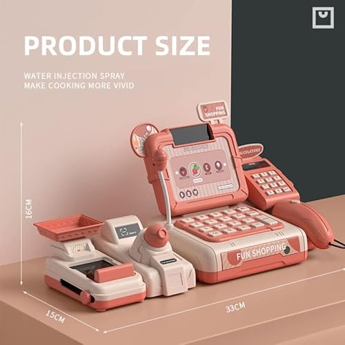 Tempaky Caixa registradora para crianças, caixa registradora fingida com scanner, calculadora de ali