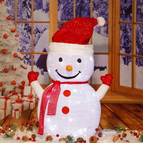 Sariny雪だるま スノーマン モチーフライト サンタ ガーデンライト 高さ クリスマス LED イルミネーション 立体 LEDライト 自宅 子供部屋 玄関 屋外 保育園 パーティー 置物 コスプレ 飾り 折り畳み プレゼント屋外 間接照明 防水 やさし