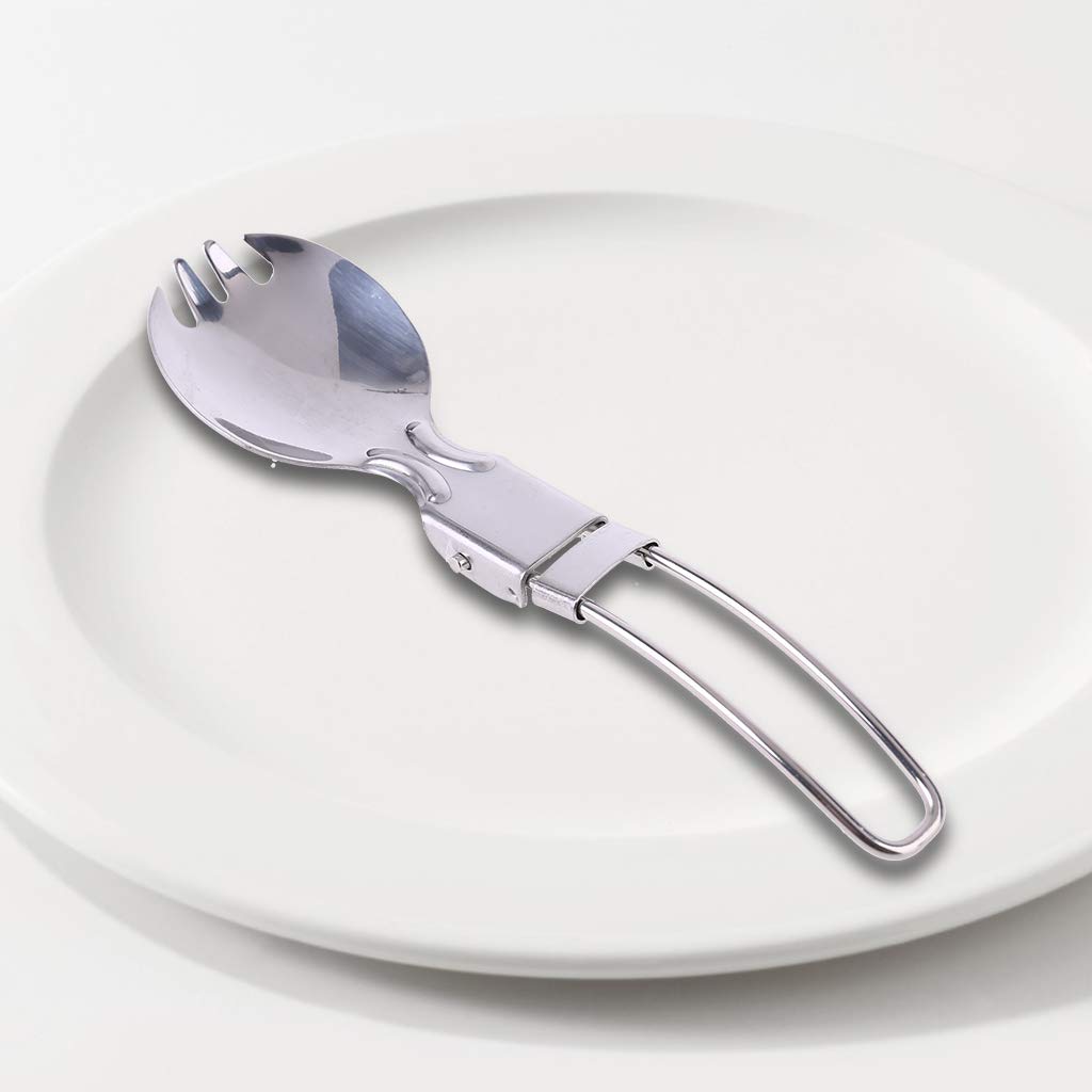 Foldable Spork Fork Spoon Stainless Steel Hiking Camping Cook