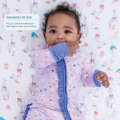Image of LollyBanks Muslin Crib Sheet, 100% Cotton Fitted Crib Sheets for Girls