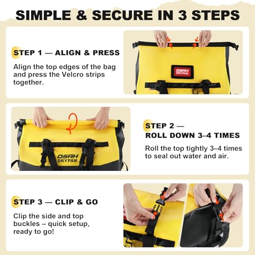 Image of OSAH DRYPAK Waterproof Duffel Bag 25L /40L /60L - Heavy-Duty Motorcycle Tail Bag, Roll-Top Dry Bag for Travel, Camping, Boating, Kayaking, Outdoor Adventure