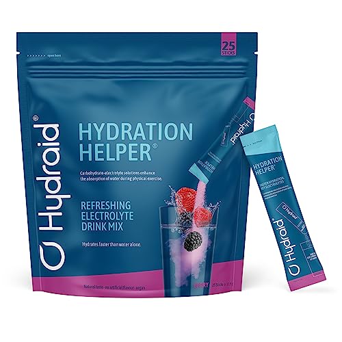 Hydraid Hydration Helper I Kohlenhydrat-Elektrolyt Pulver I verbesserte Wasseraufnahme I 25 Stück I Getränkepulver I Kalorienarm I Sport I Waldfrucht