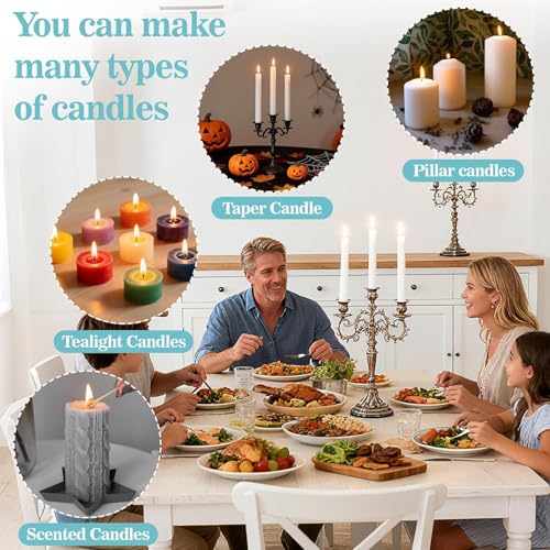 Image of Asian Hobby Crafts Candle Making Set with 50 Wicks 5 inch Inch, 40 Wick Stickers & 10 Wooden Wick Holders - DIY Candle Making Kit for Beginners, Candle Making Materials, Craft Kit for Homemade Candles