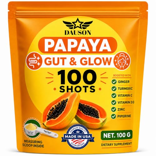 Image of Papaya Shots for Healthy Gut & Glowing Skin | Herbal Supplement Boosted with Ginger, Turmeric, Zinc, Vitamin C, Vitamin D3 & Piperine | 100 Servings