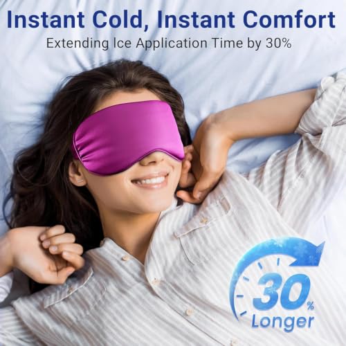 Image of Cooling Eye Mask for Puffy Eyes: Fsa Eligible ltems Hsa, Migraines Headache Fast Relief After Surgery Care Cold Compress, Reusable Face Ice Pack Gel for Dark Circles, Gentle Weighted Sleep Mask Purple