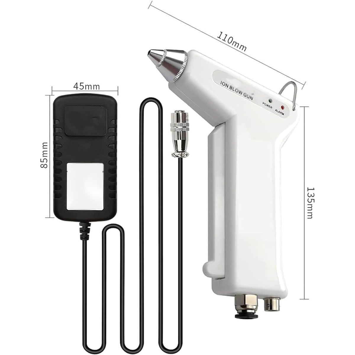 Pistola de aire ionizante antiestática, eliminador estático de mano con conector de aire de 8 mm y boquilla extraíble para un control estático industrial eficaz