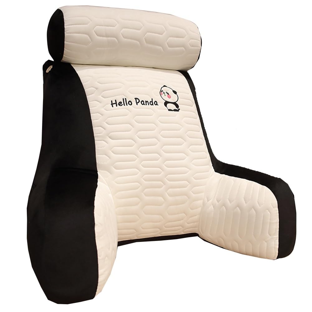 Cojín De Lectura Cama para Sofa Adultos,Cojín Grande para Respaldo De Lectura,Almohada Lectura Cama,Cojín con Respaldo Apoyo Lumbar - Ergonómico Al Leer La(Black,65x60cm)