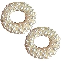 Vista 1 de Coletero para coletero, 2 piezas de ligas elásticas para el cabello, perlas, bandas elásticas para el cabello con perlas, coleteros para mujeres