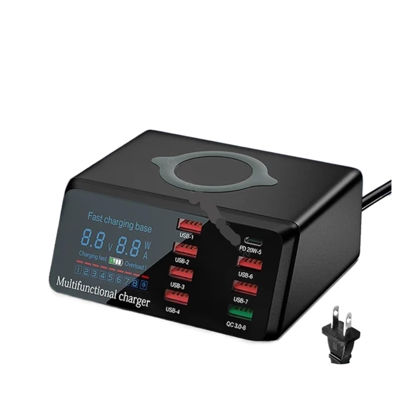 100W 8-portowa ładowarka USB Adapter szybkiego ładowania 3.0 Bezprzewodowa ładowarka Stacja ładująca Szybka ładowarka PD