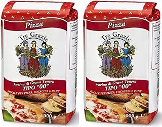 Tre Grazie - Italian Soft Wheat Flour 00 - Ideal for Pizza 2Kg (1Kg, Pack of 2)