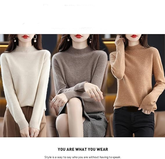 Cashmere Sweaters for Women, 100% Cashmere Crew Neck Long Sleeve Soft Pullover Sweater4