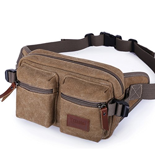 C&S CS Bolso de la Lona de la Capacidad Grande Bolso de múltiples Funciones de la Cartera de los Deportes al Aire Libre de los Hombres para el Solo Bolso de Hombro del Turismo (Color : Light Brown)