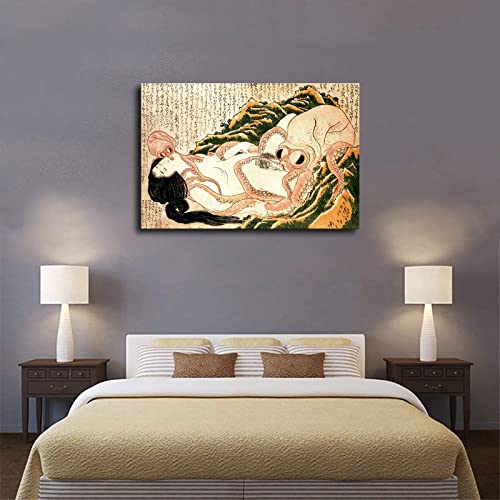 Katsushika Hokusai Art Painting Fisherman's Wife Dream Posters Modern Prints Paintings Canvas Wall Art For Home Kitchen Living Room Bedroom Decor (Unframed,20X30Inch) #TOP3