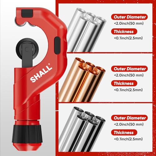 SHALL Tubing Cutter Tool, Heavy Duty Pipe Cutter 3/16"-2" OD, Mini Tube Cutter 1/8"-7/8", Steel Pipe Cutter for Metal, Copper, Aluminum, Conduit, PVC Pipes, Cutting & Deburring Tools for Professionals by Shall - Image 6