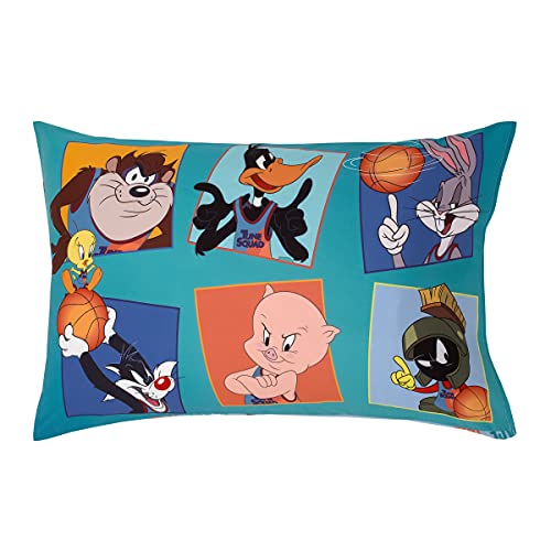 Everything Kids Warner Brothers Space Jam Blue, Orange And Teal Looney Tunes 4 Piece Toddler Bed Set - Comforter, Fitted Bottom Sheet, Flat Top Sheet, And Reversible Pillowcase,6104416P #TOP4