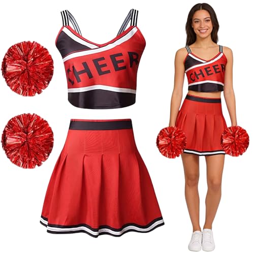 Costume d'Halloween pour femmes : tenue pom-pom girl lycée
