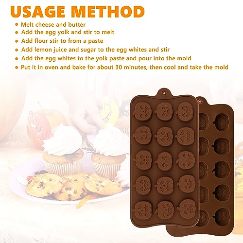 Halloween Pumpkin Chocolate Mold, Silicone Mould for DIY Halloween Chocolate Gummy Cake Candy Pudding and More Y3NGBQM - Image 3