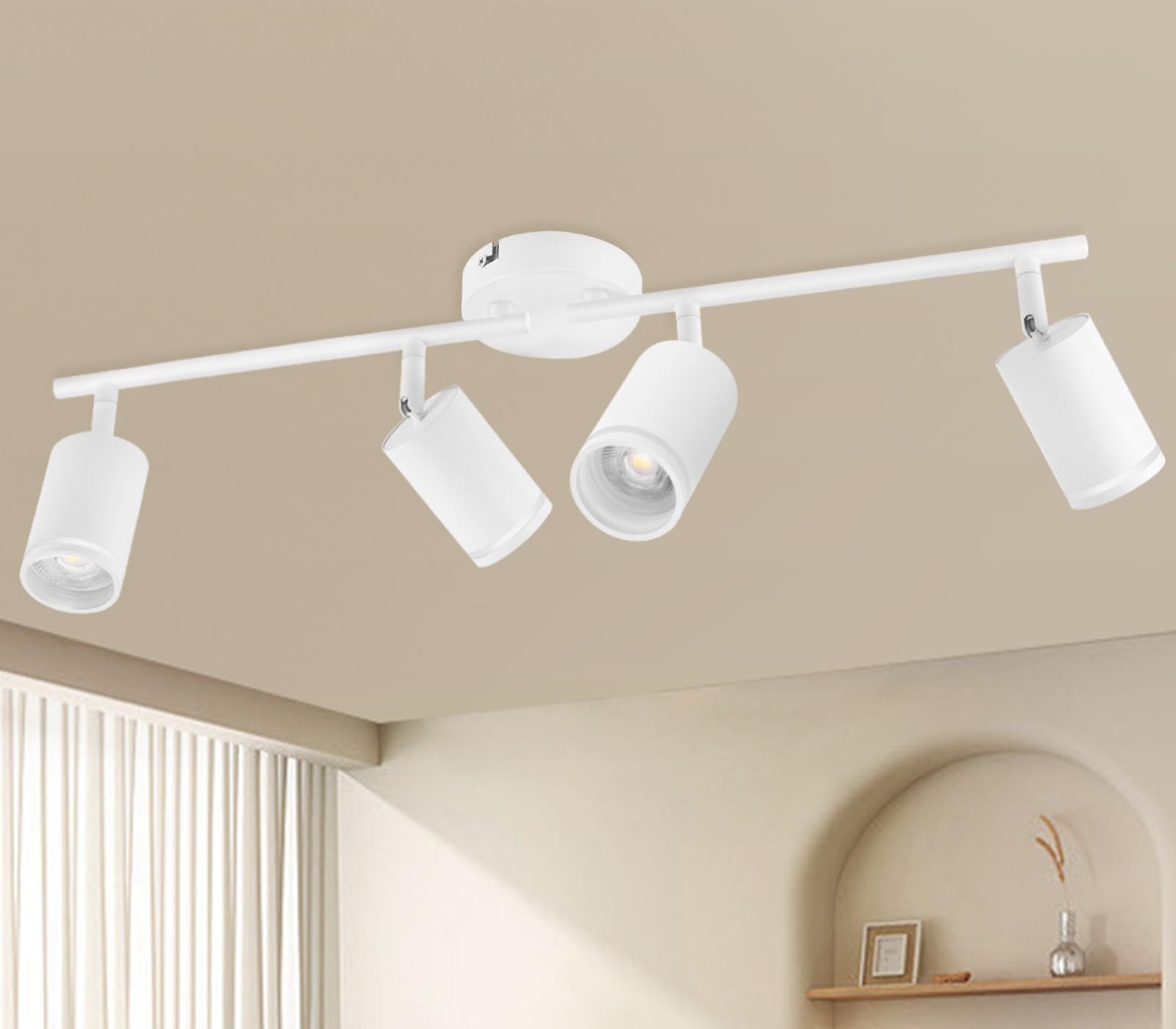 GeyouLux LED Ceiling Spotlights 4 Way, Modern GU10 Spotlights, Aluminium 350°+180° Rotatable Ceiling Spots