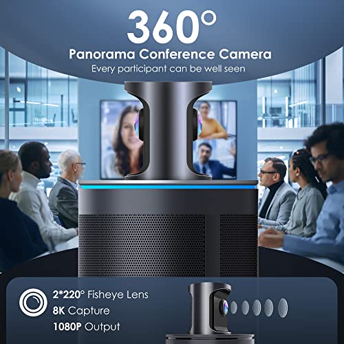 Image of KanDao Meeting 360 Video Conference Camera, 8K Captured 1080P 360 Degree Meeting Room Camera, 8*Mics, 20W Speaker, Smart Tracking Zooming