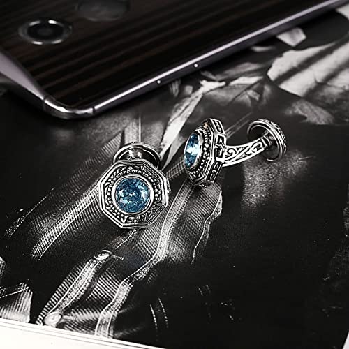 Mancuernillas únicas de acero inoxidable azul para hombre miniatura 3