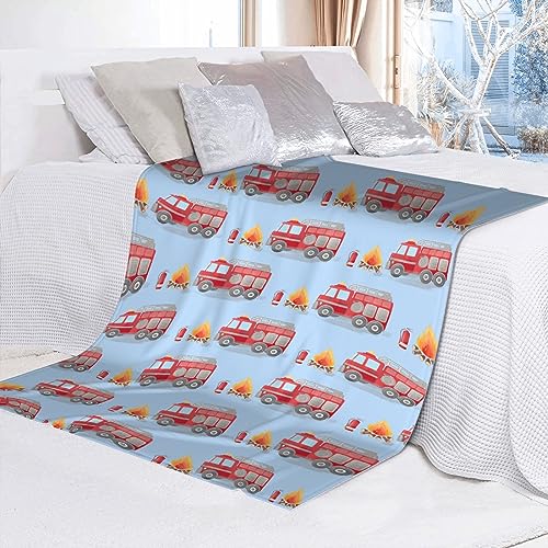 Image of Fire Truck Fleece Throw Blanket - Super Soft, Cozy Flannel, Air Conditioning, 80x60 in for Adults