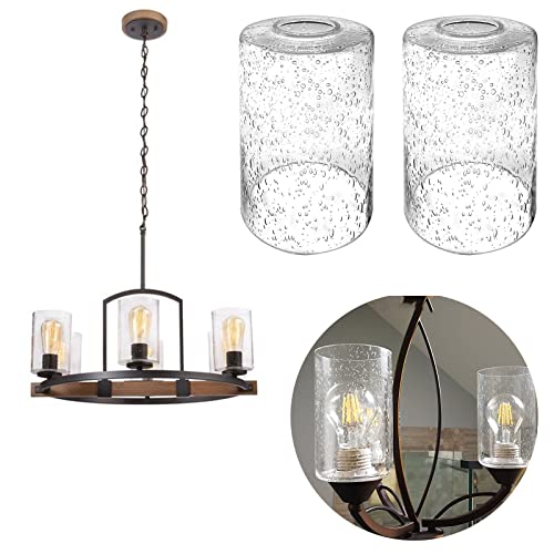 Image of ECUDIS Bubble Glasses Light Shade Cylinder Lamp Shade Replacement with 1-5 /8-inch Fitter, Lighting Fixture Accessory Clear Glass Globes, 2 Pack